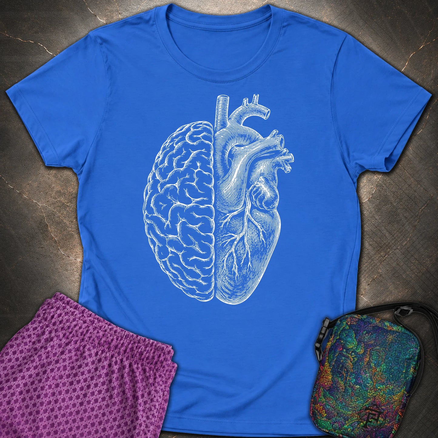 Heart Brain - Heart Brain Womens T-Shirt - Royal