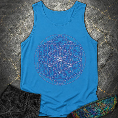 Sacred Flower Grids - Sacred Flower Grids Comfort Tank Top - Royal Caribe
