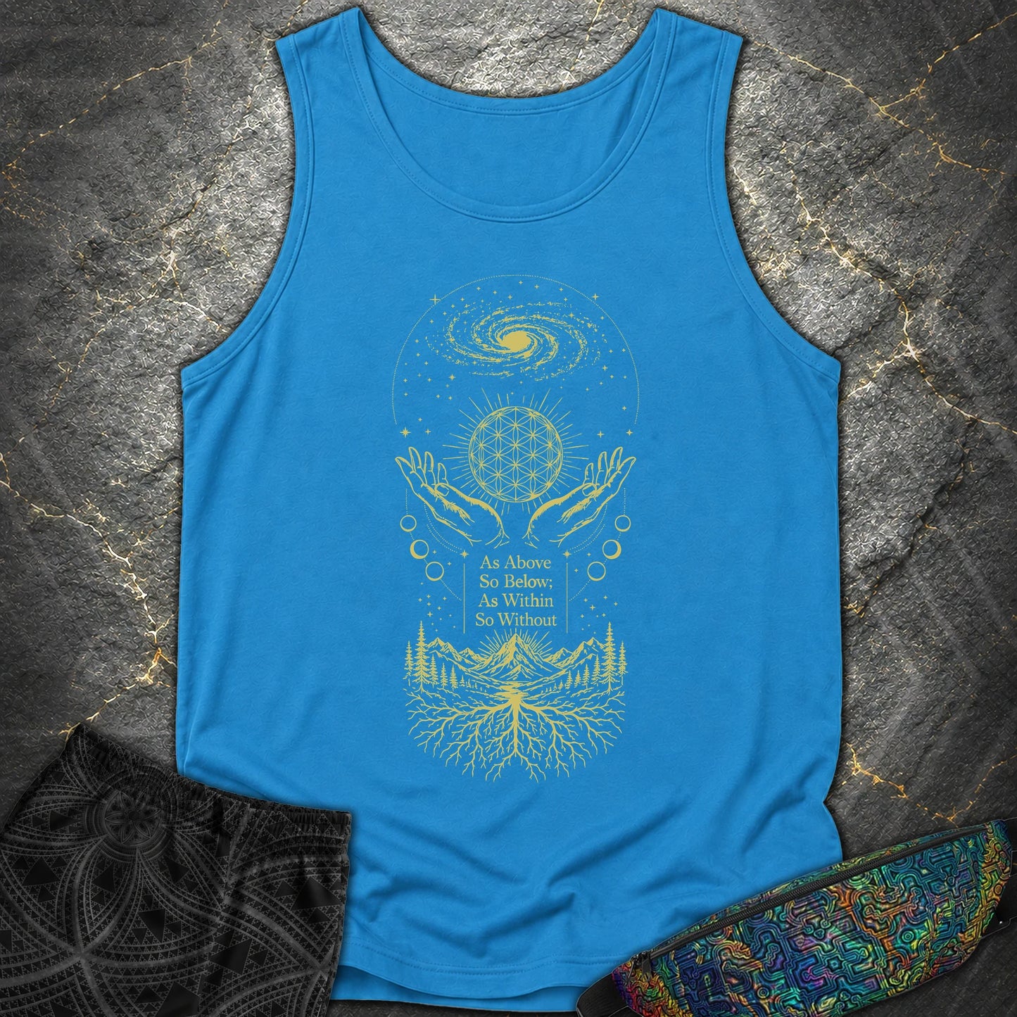 As Above So Below Flower Of Life - As Above So Below Flower Of Life Comfort Tank Top - Royal Caribe