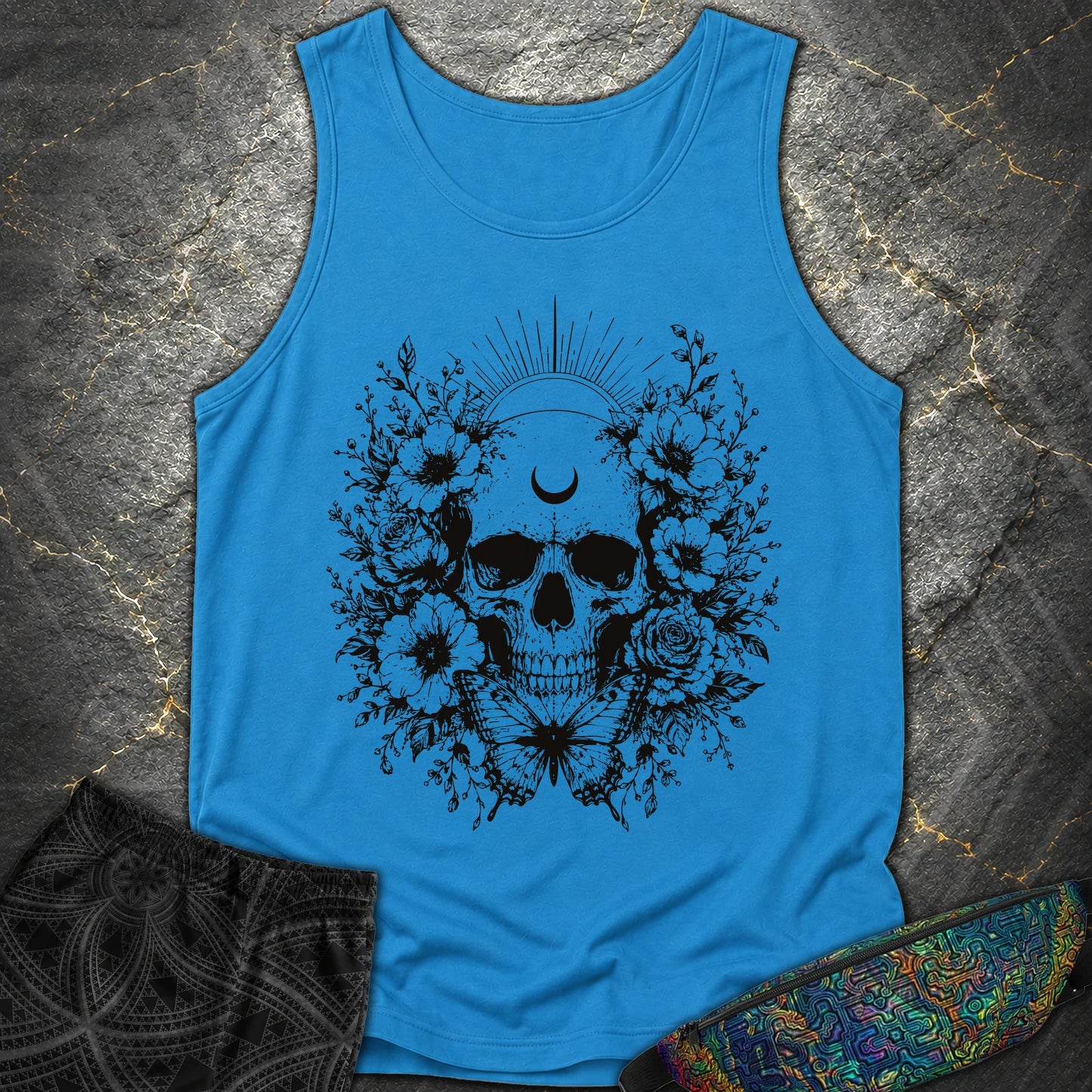 Moon Phases Moth - Moon Phases Moth Comfort Tank Top - Royal Caribe