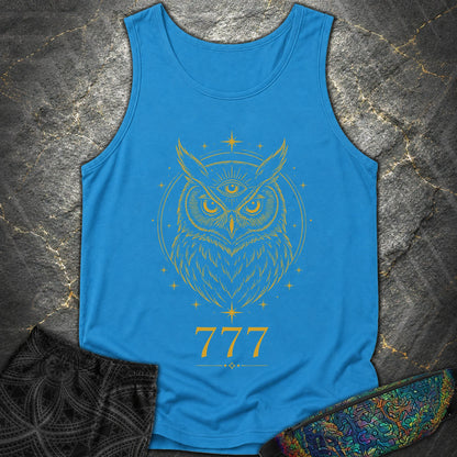 777 Mystic Owl Comfort Tank Top - 777 Mystic Owl Comfort Tank Top - Royal Caribe