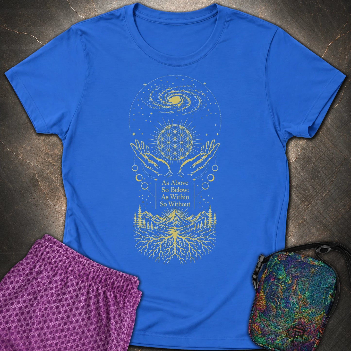 As Above So Below Flower Of Life - As Above So Below Flower Of Life Womens T-Shirt - Royal