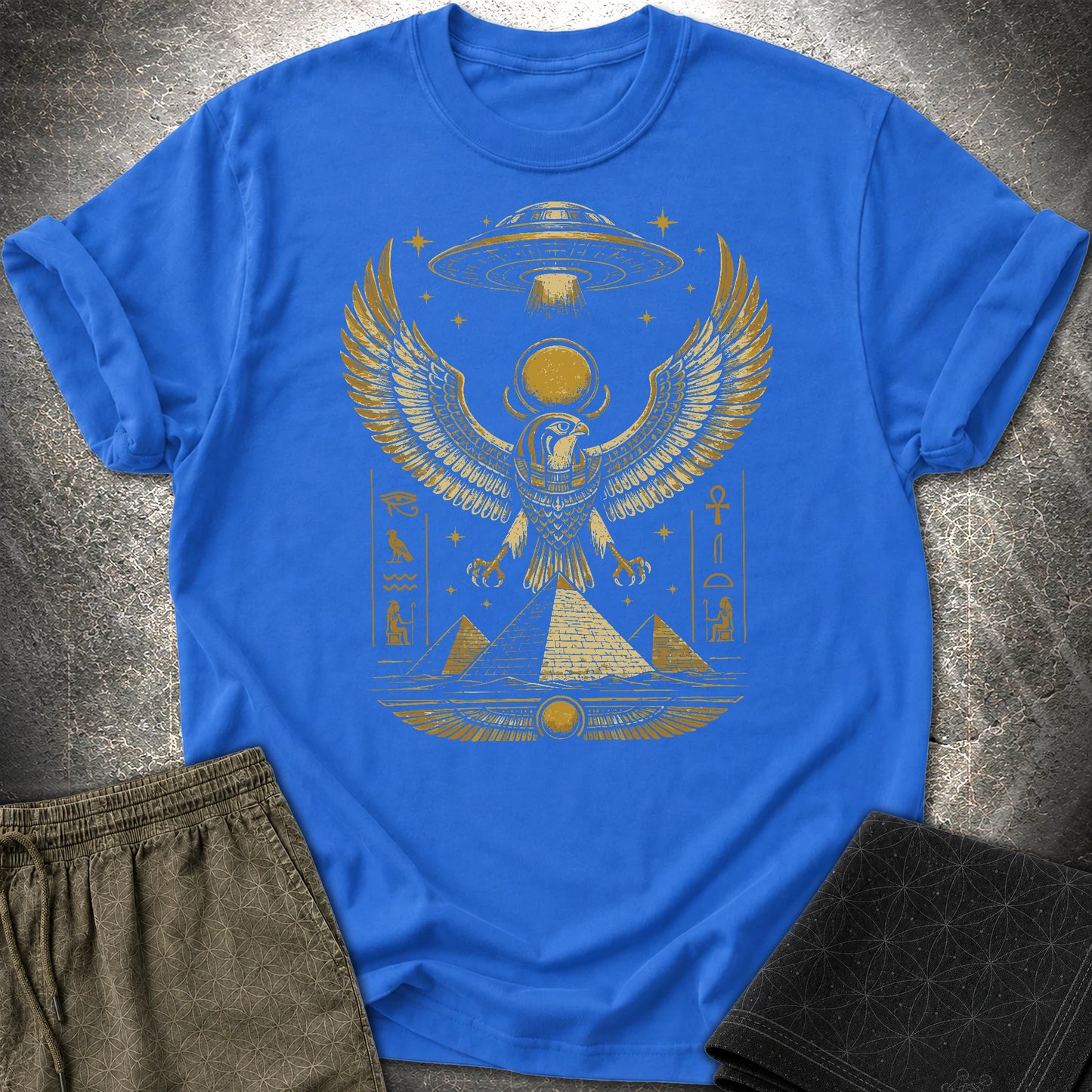 Falcon Guardian Beneath the Starship - Falcon Guardian Beneath the Starship T-Shirt - Royal