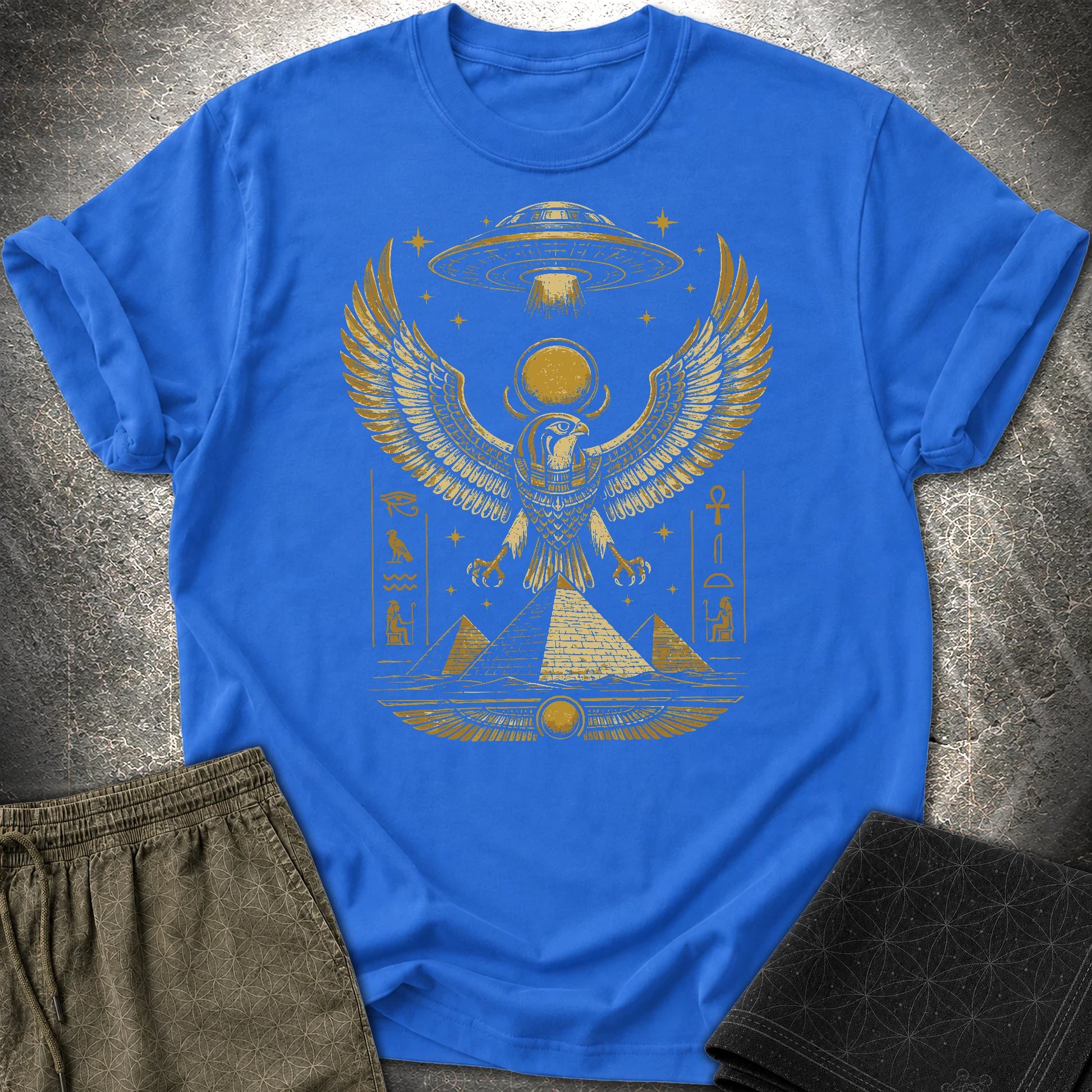 Falcon Guardian Beneath the Starship - Falcon Guardian Beneath the Starship T-Shirt - Royal