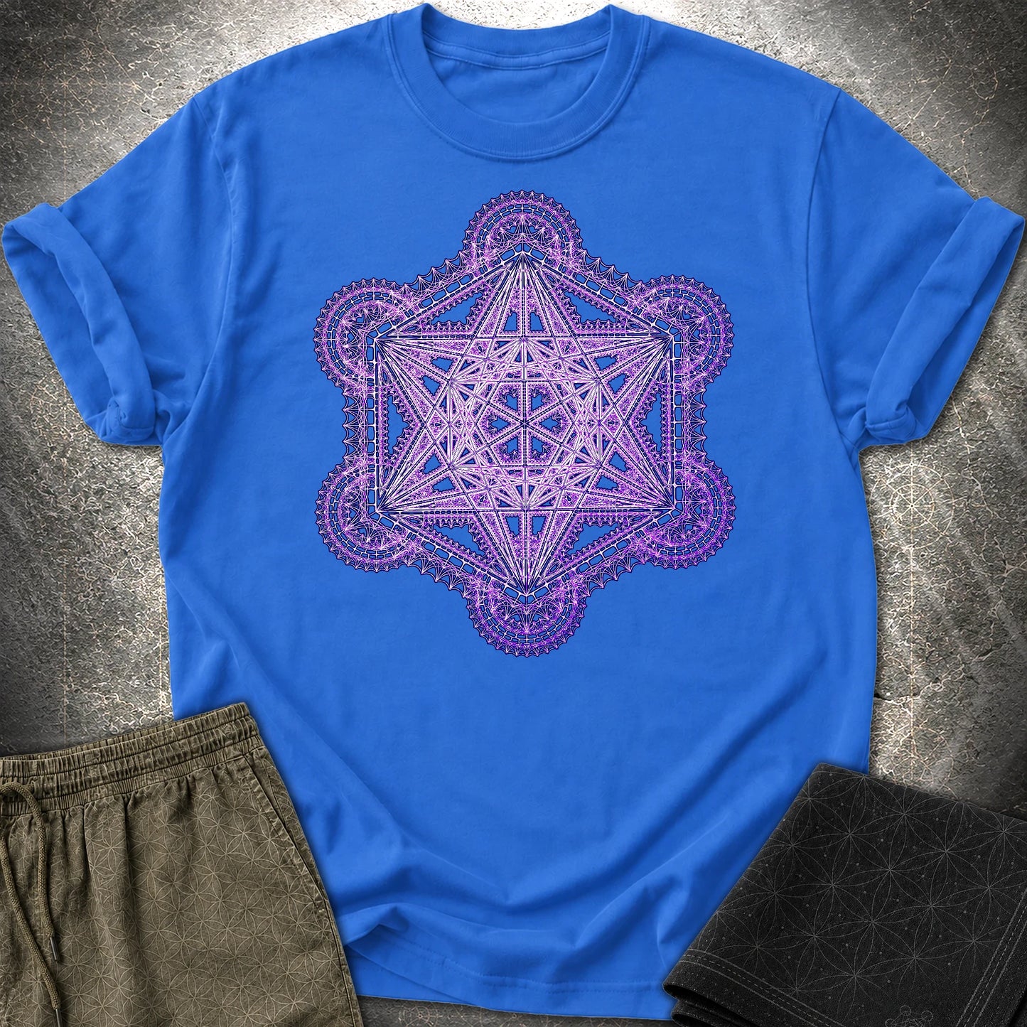 Intricate Metatron's Cube T-Shirt - Intricate Metatron's Cube T-Shirt - Royal
