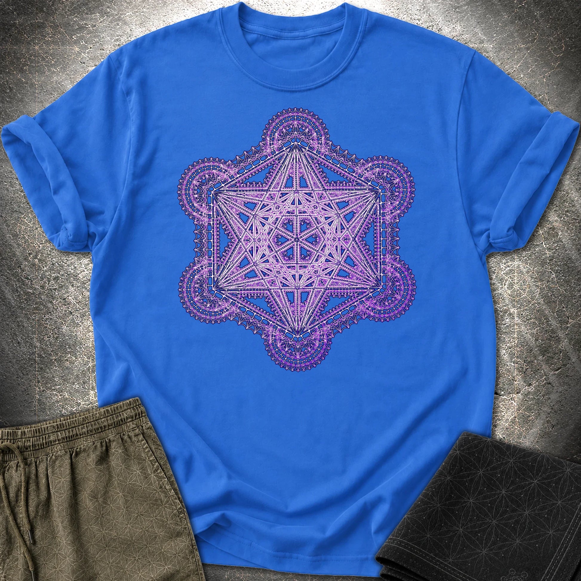 Intricate Metatron's Cube T-Shirt - Intricate Metatron's Cube T-Shirt - Royal