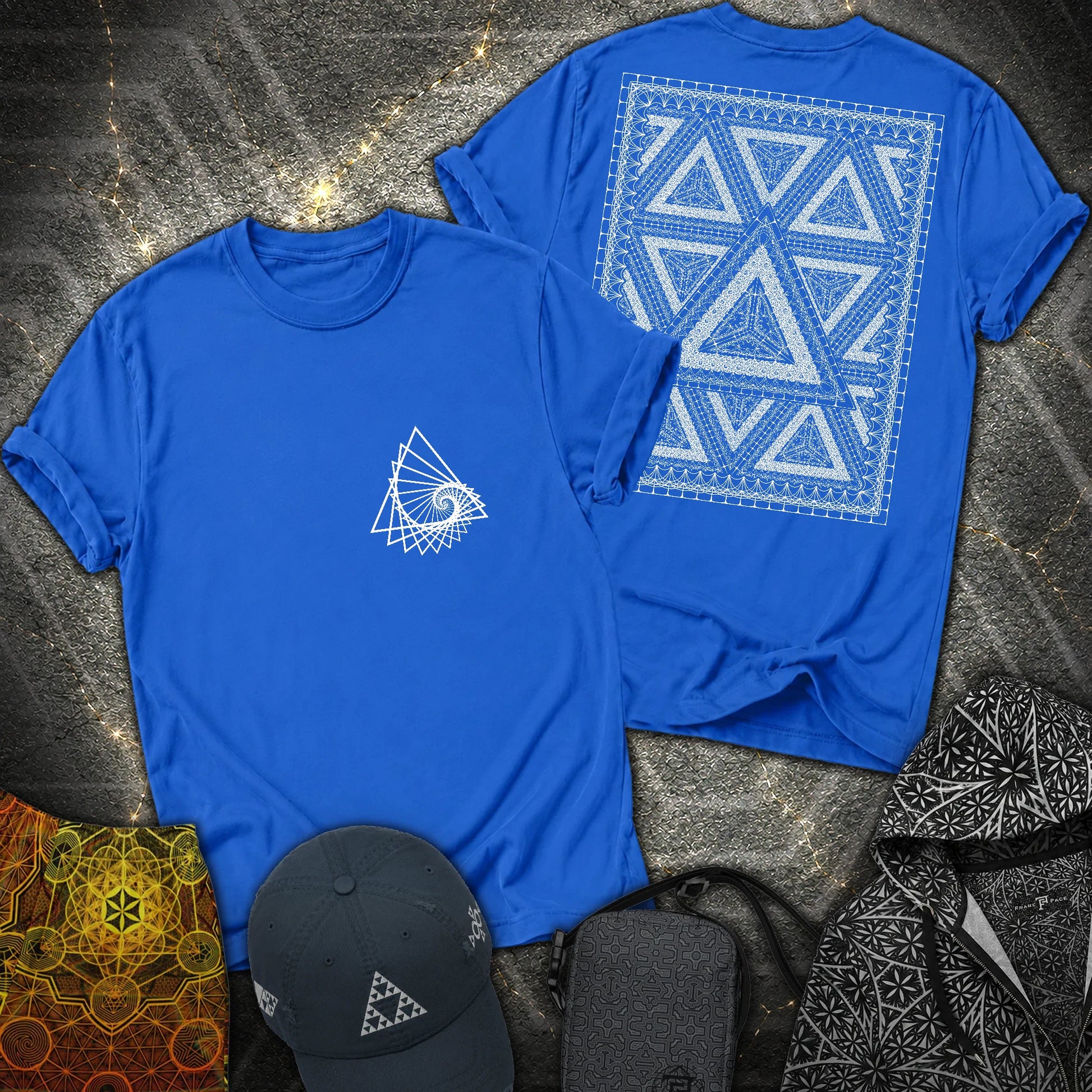Organic Triangle Spiral Triangle 2 Sided T-Shirt - Organic Triangle Spiral Triangle 2 Sided T-Shirt - Royal