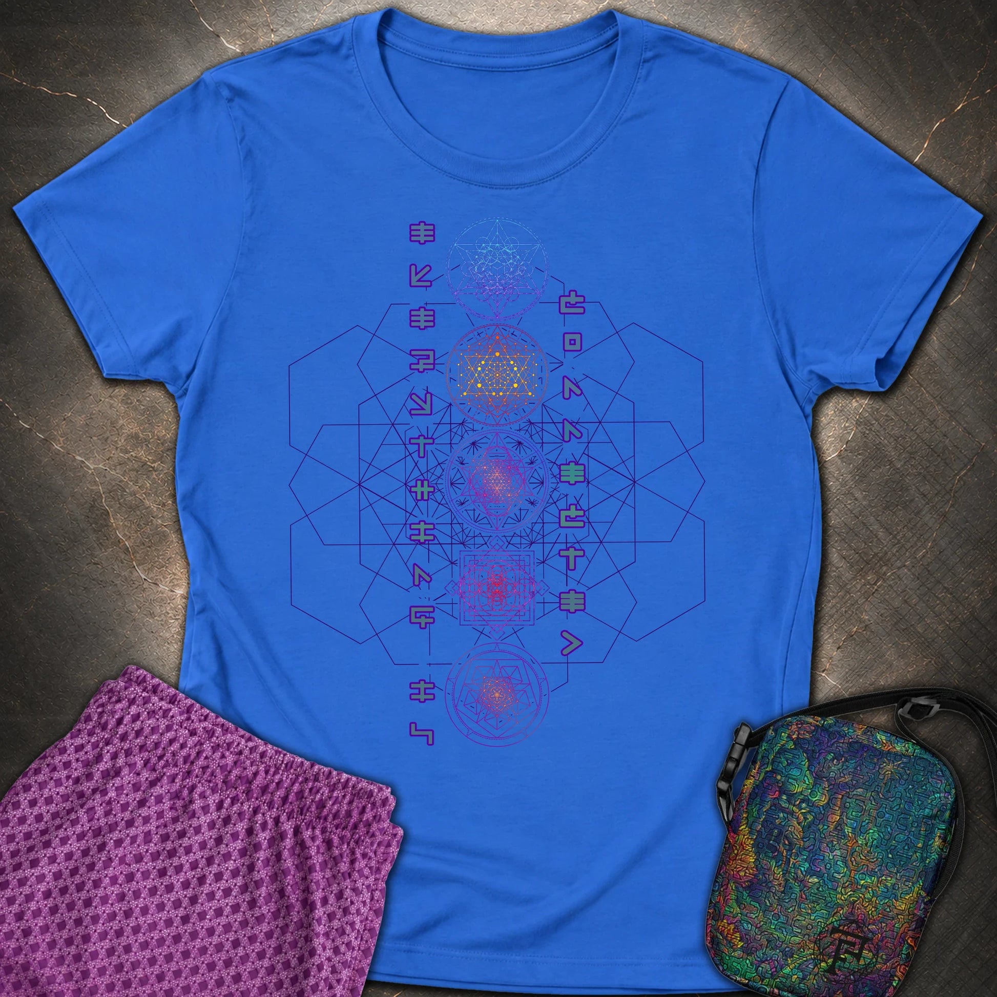 Everything Is Connected Sacred Geometry Womens T-Shirt - Everything Is Connected Sacred Geometry Womens T-Shirt - Royal
