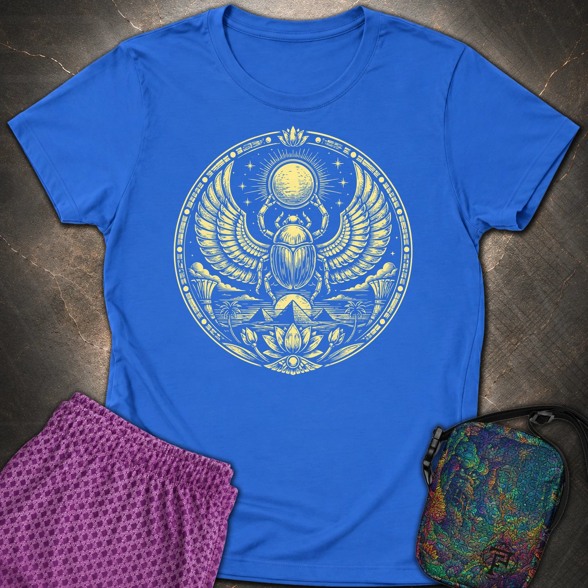 Winged Scarab of the Sun - Winged Scarab of the Sun Womens T-Shirt - Royal