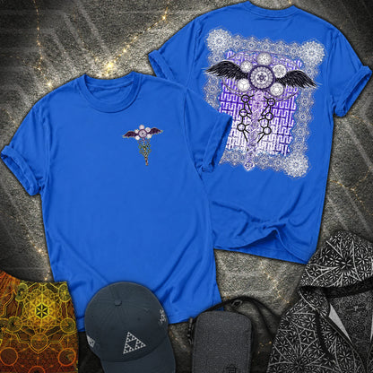 Winged Metatron DNA 2 Sided T-Shirt - Winged Metatron DNA 2 Sided T-Shirt - Royal