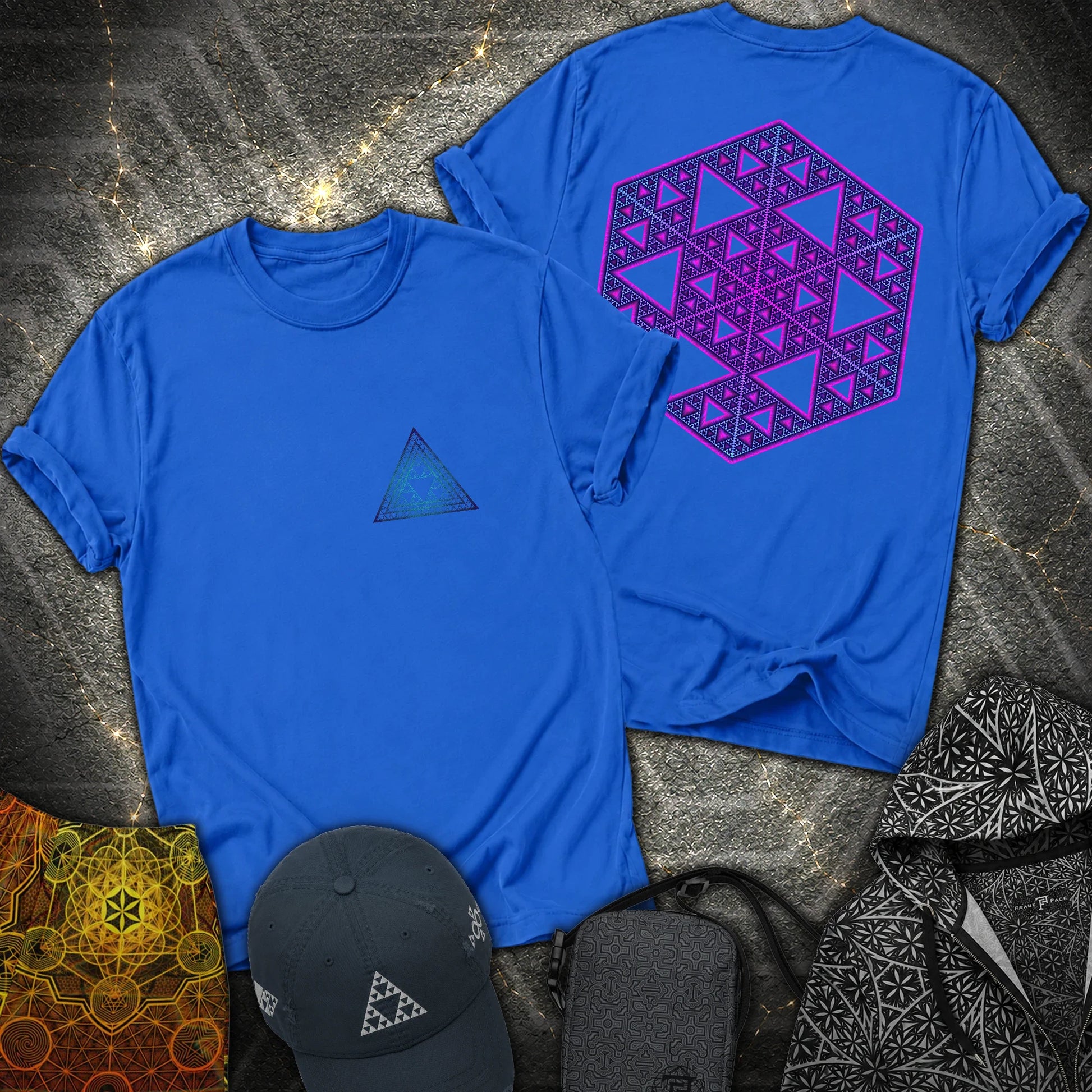 Sierpinski Star and Triangle 2 Sided T-Shirt - Sierpinski Star and Triangle 2 Sided T-Shirt - Royal