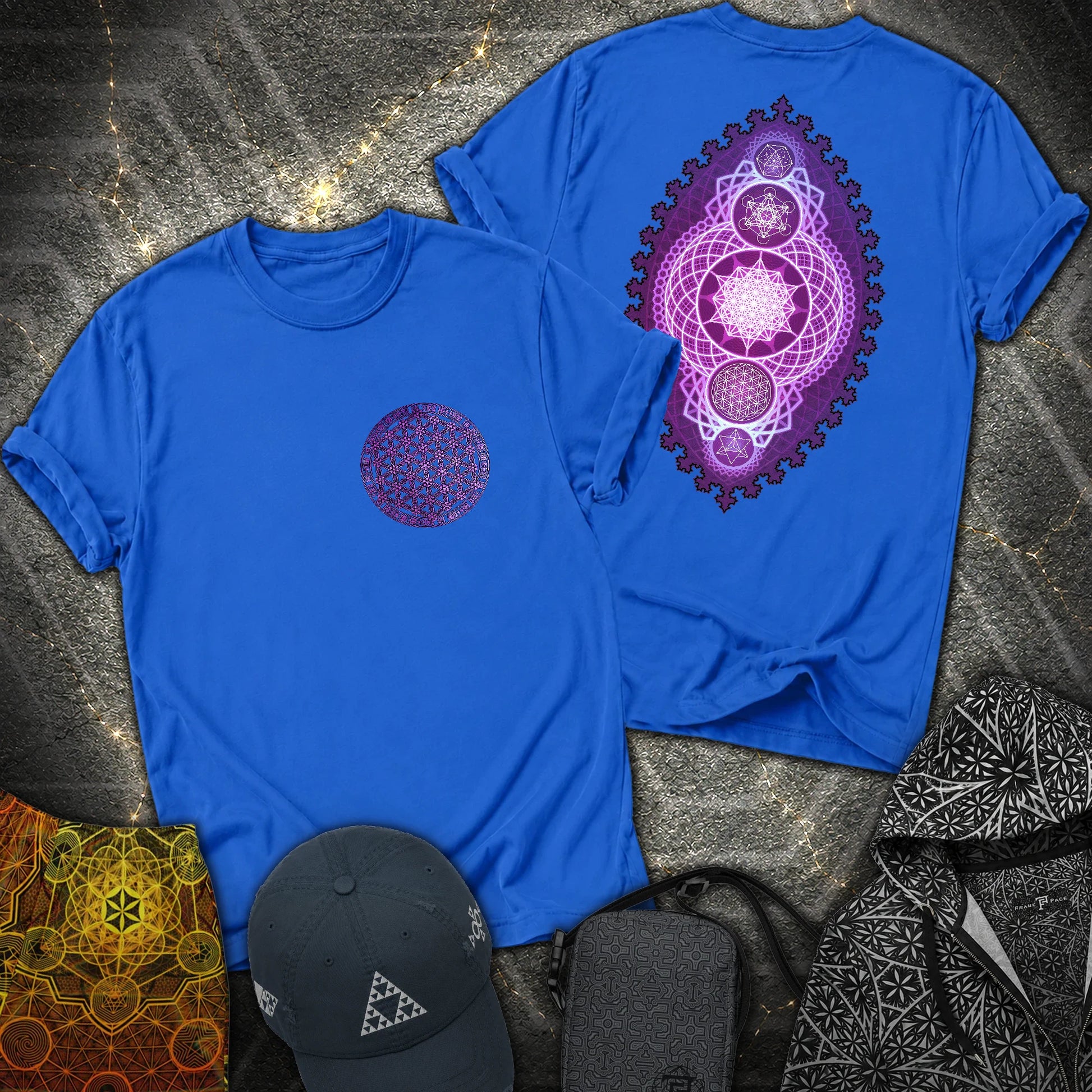 Fractal Sacred Geometry 2 Sided T-Shirt - Fractal Sacred Geometry 2 Sided T-Shirt - Royal