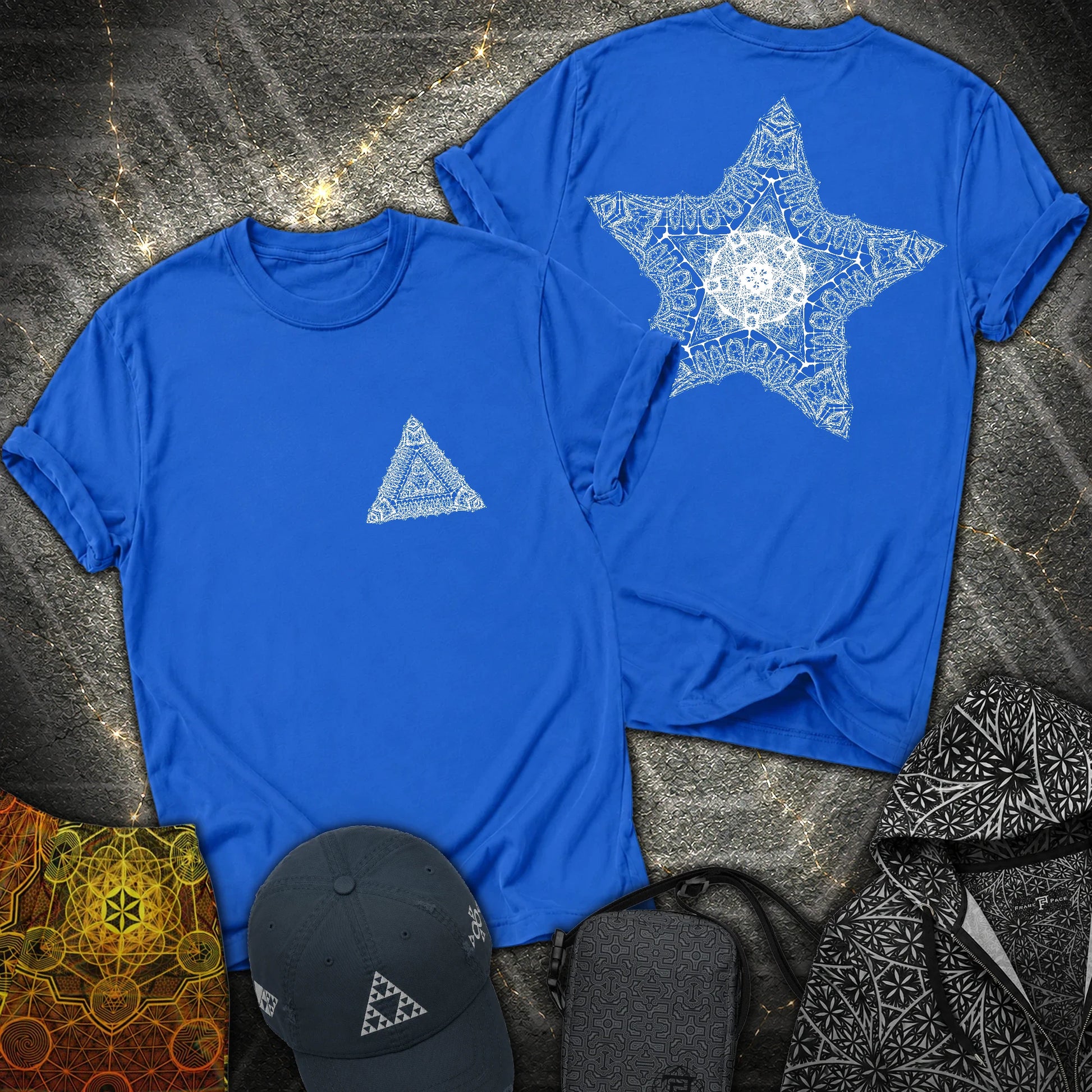 Geometric Sacred Star 2 Sided T-Shirt - Geometric Sacred Star 2 Sided T-Shirt - Royal