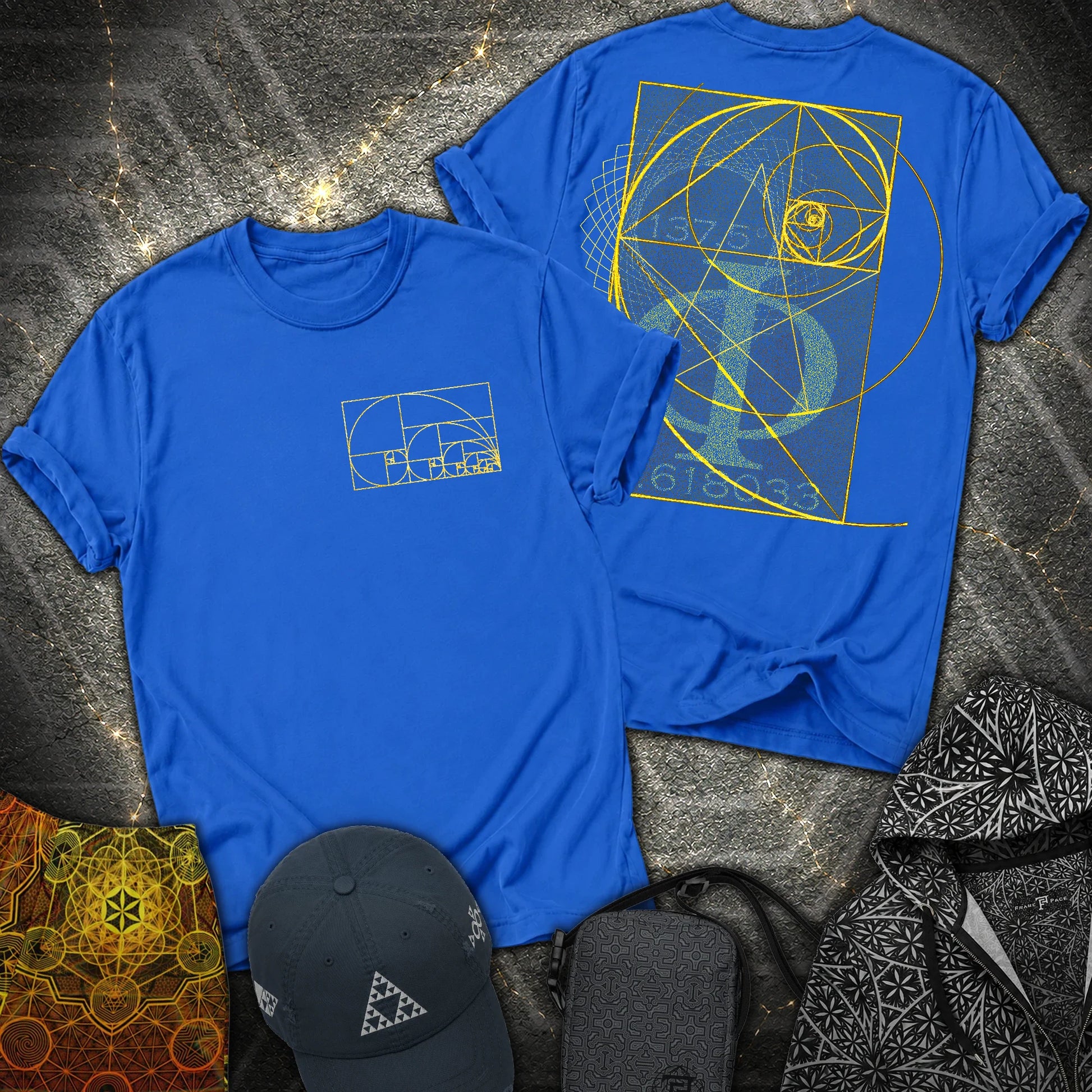 Golden Ratio Spirals 2 Sided T-Shirt - Golden Ratio Spirals 2 Sided T-Shirt - Royal