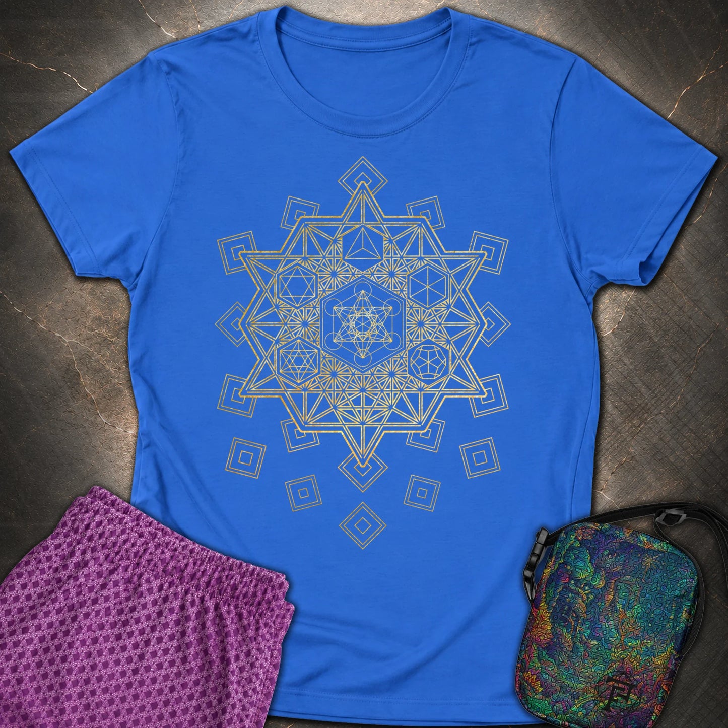 Metatron and Platonic Solids T-Shirt - Metatron and Platonic Solids Womens T-Shirt - Royal