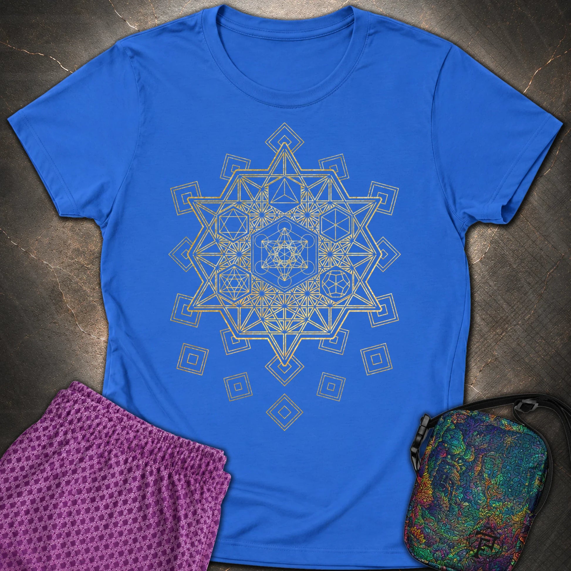 Metatron and Platonic Solids T-Shirt - Metatron and Platonic Solids Womens T-Shirt - Royal
