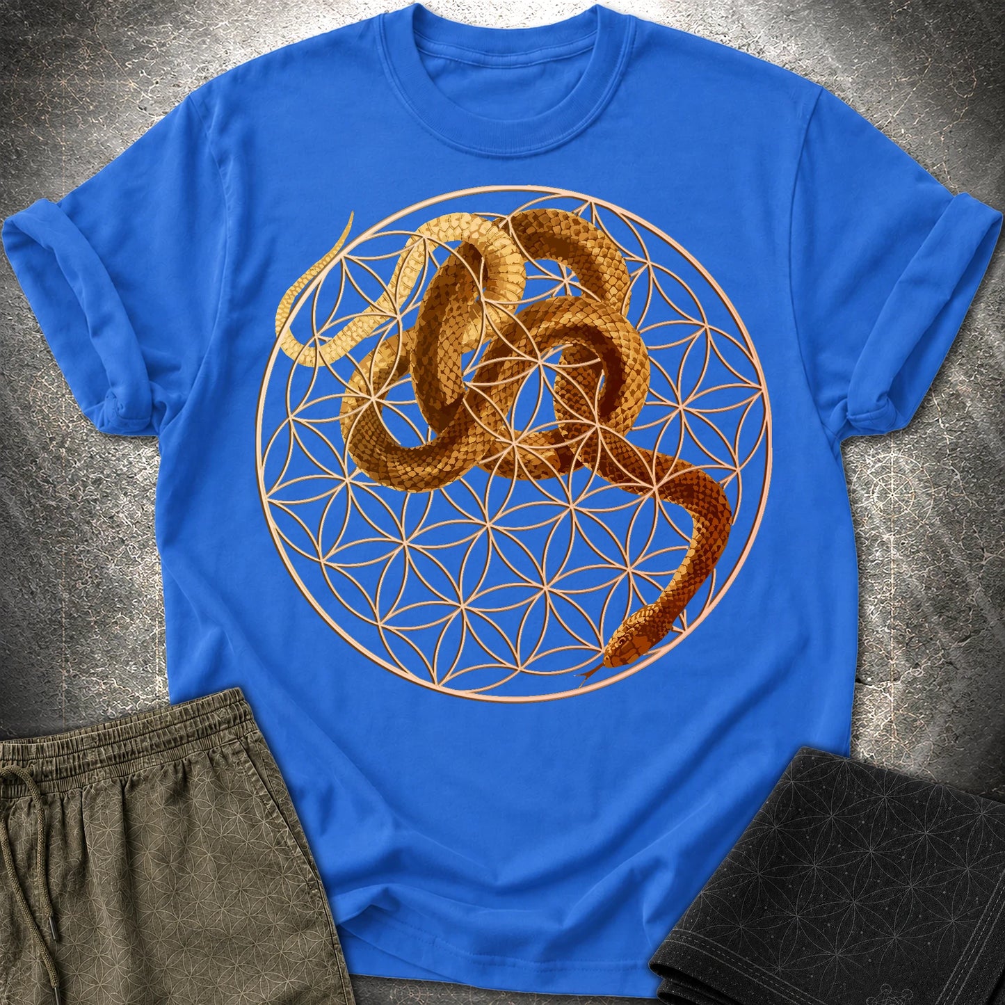 Flower Of Life Snake T-Shirt - Flower Of Life Snake T-Shirt - Royal