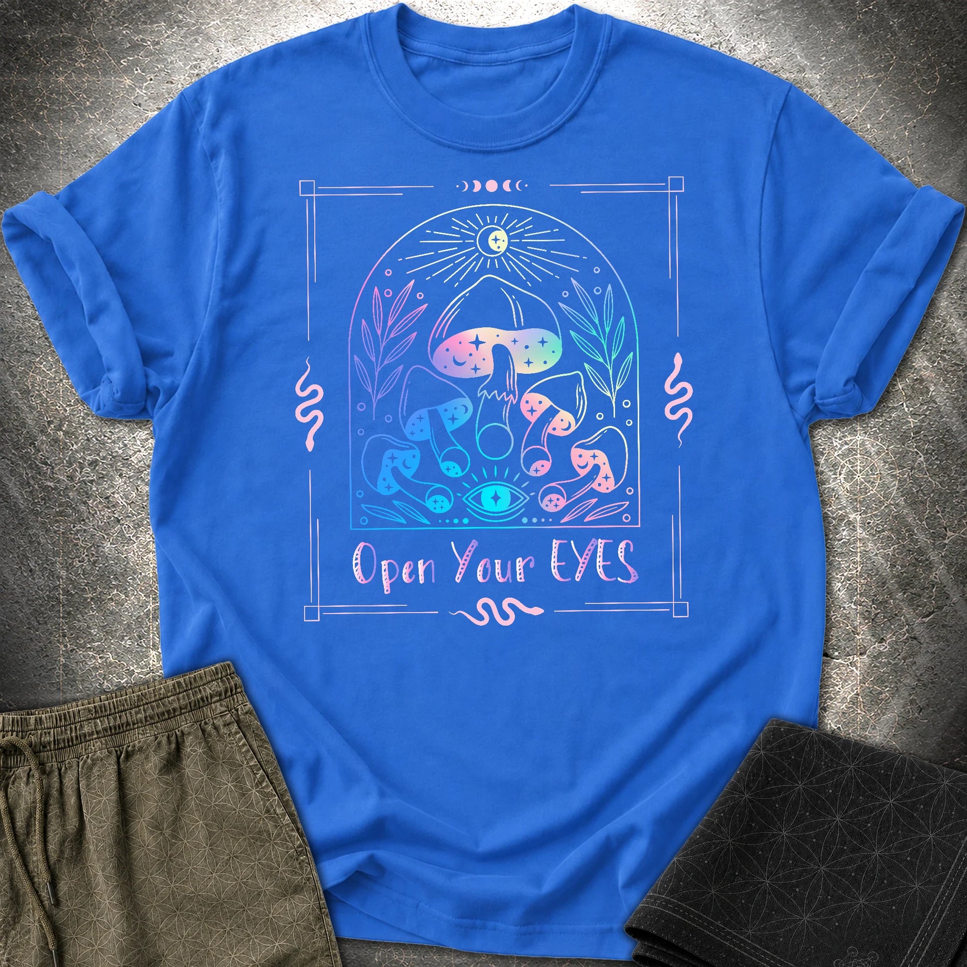 Open Your Eyes Mushrooms T-Shirt - Open Your Eyes Mushrooms T-Shirt - Royal