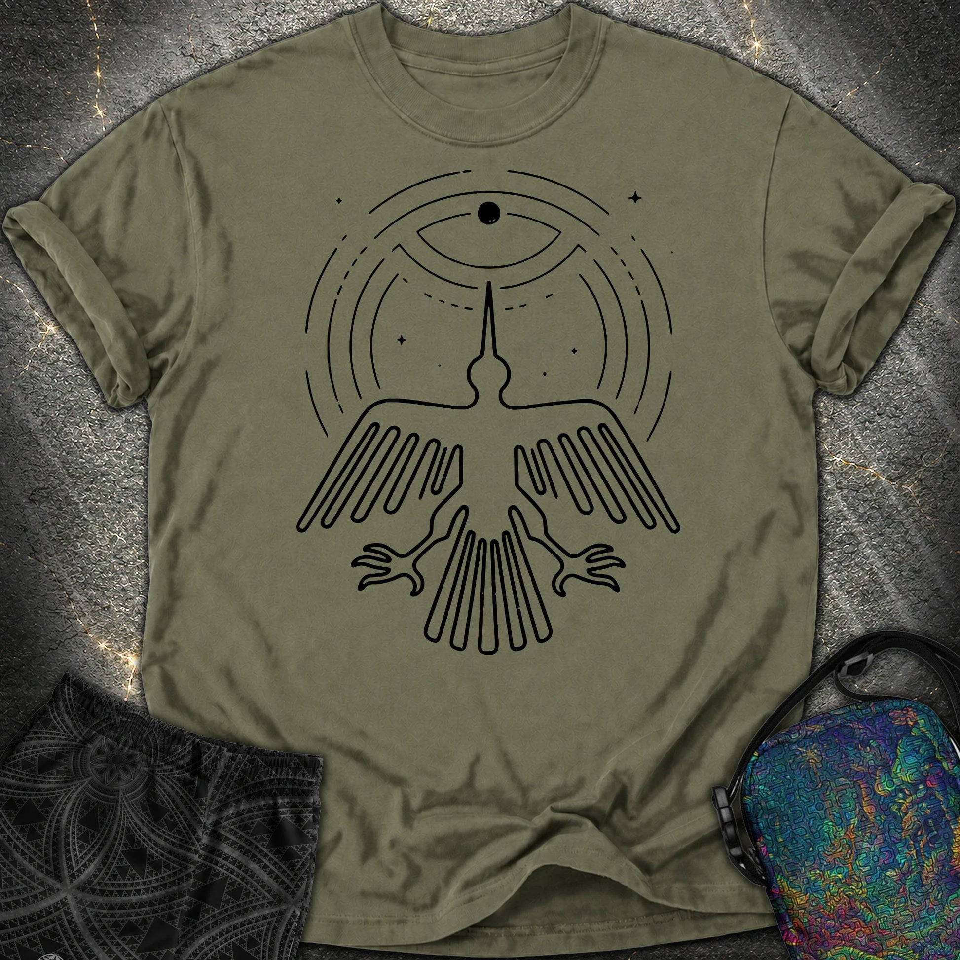 Geoglif Ptaka Biale - Geoglif Ptaka Biale Comfort T-Shirt - Sage