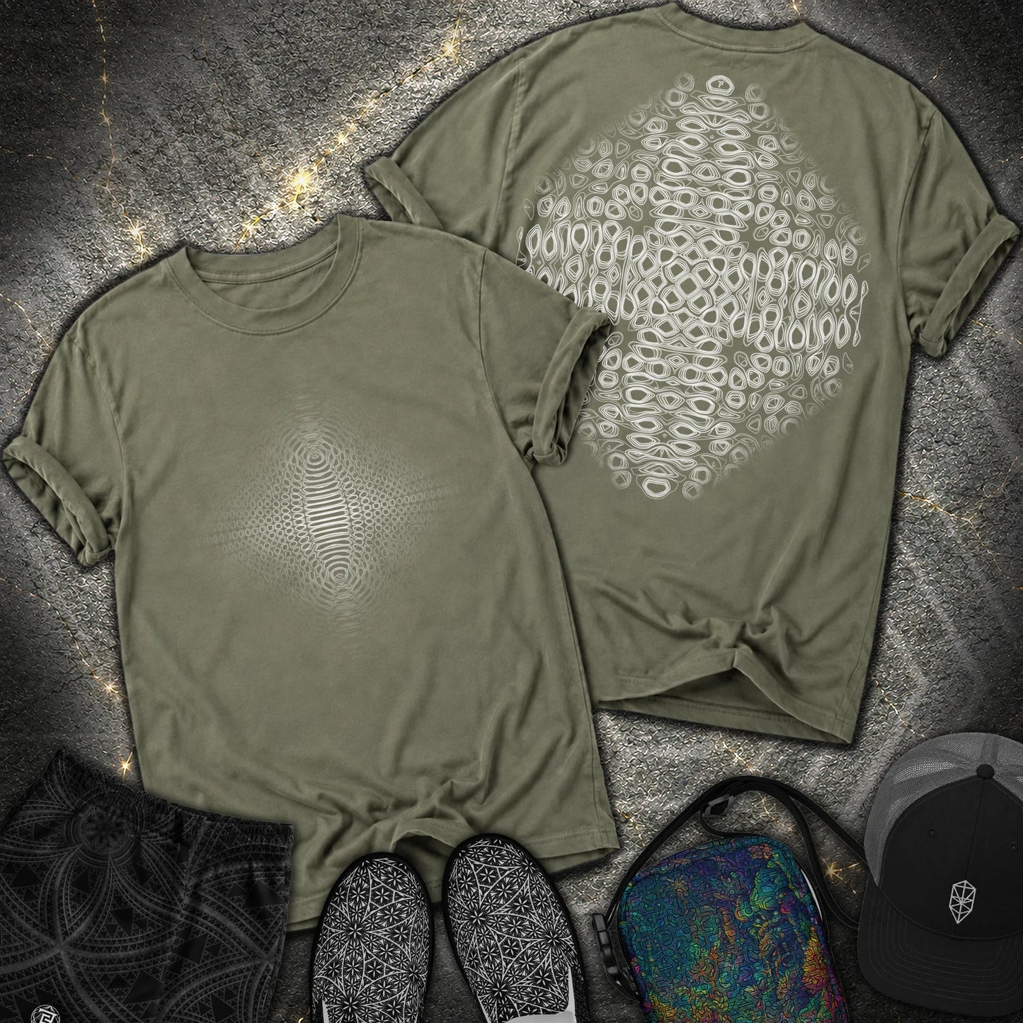Cymatic Frequency 2 Sided T-Shirt - Cymatic Frequency 2 Sided Comfort T-Shirt - Sage
