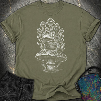 Mushroom Frog Psychedelic Comfort T-Shirt - Mushroom Frog Psychedelic Comfort T-Shirt - Sage