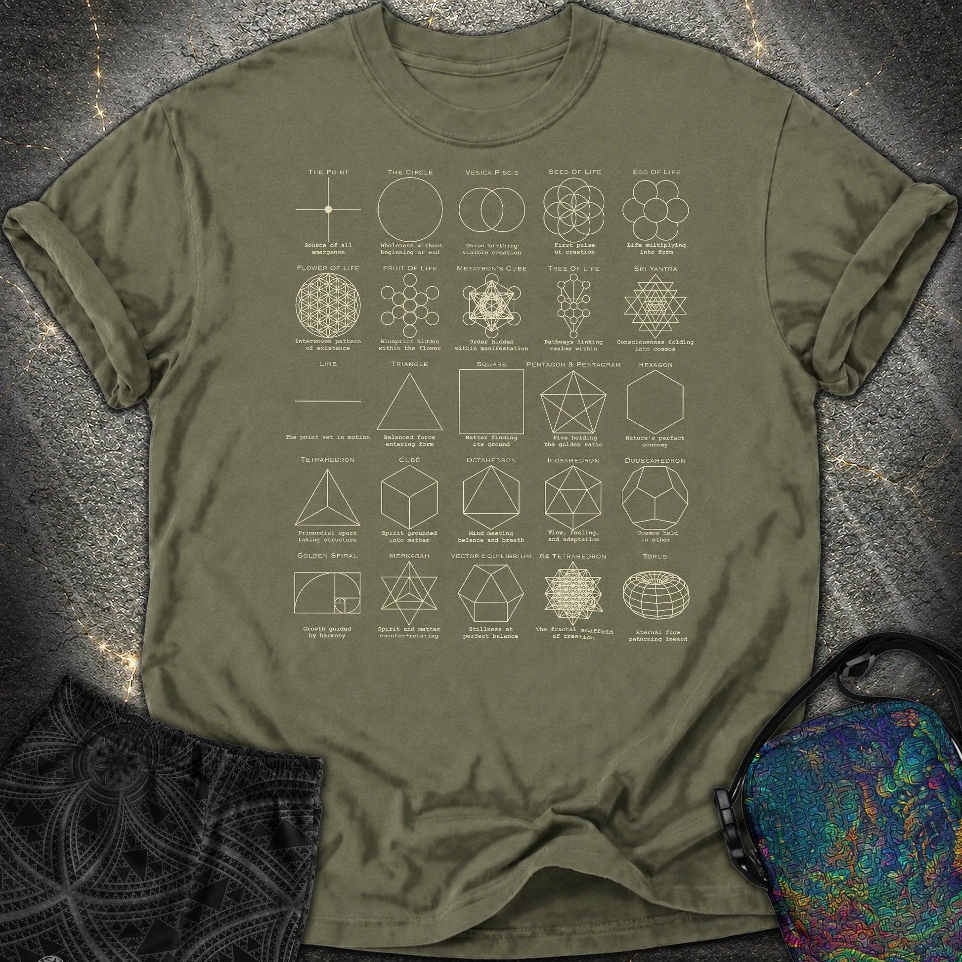 Sacred Geometry Figures Comfort T-Shirt - Sacred Geometry Figures Comfort T-Shirt - Sage