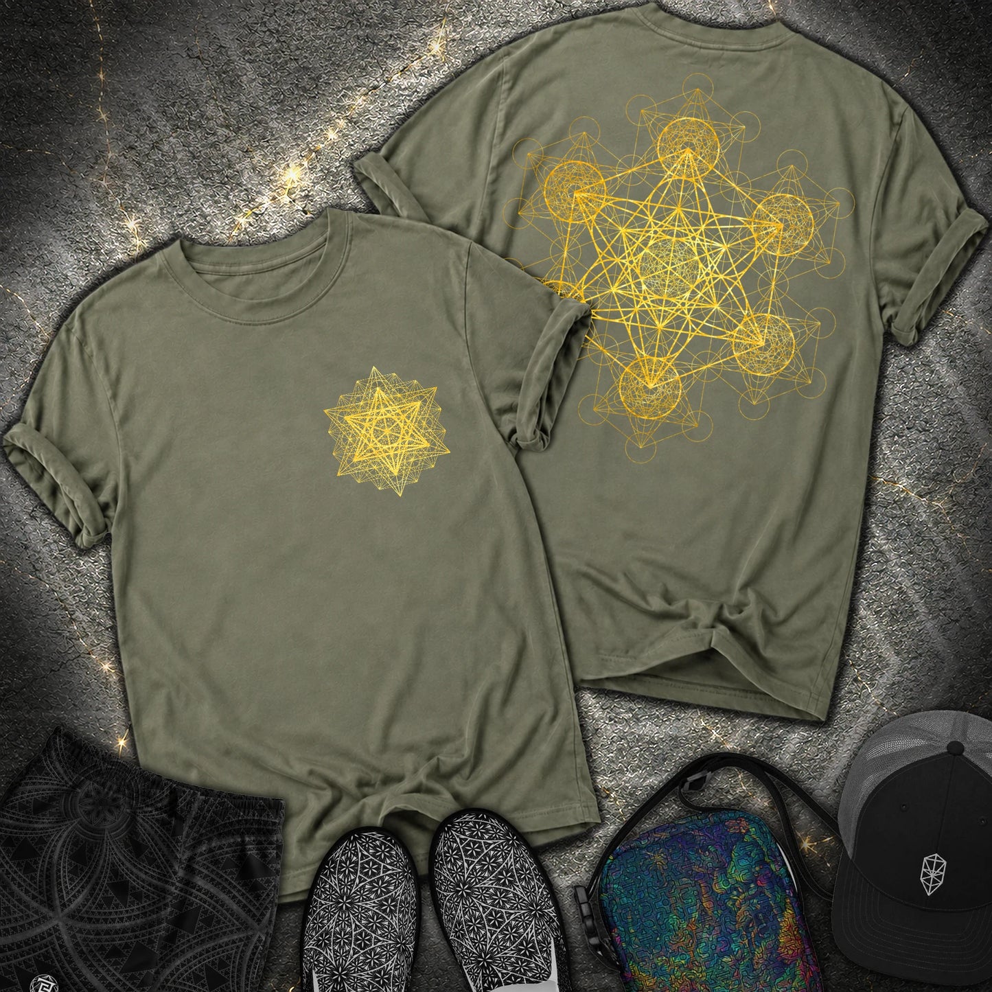 Metatron Fractal 2 Sided T-Shirt - Metatron Fractal 2 Sided Comfort T-Shirt - Sage