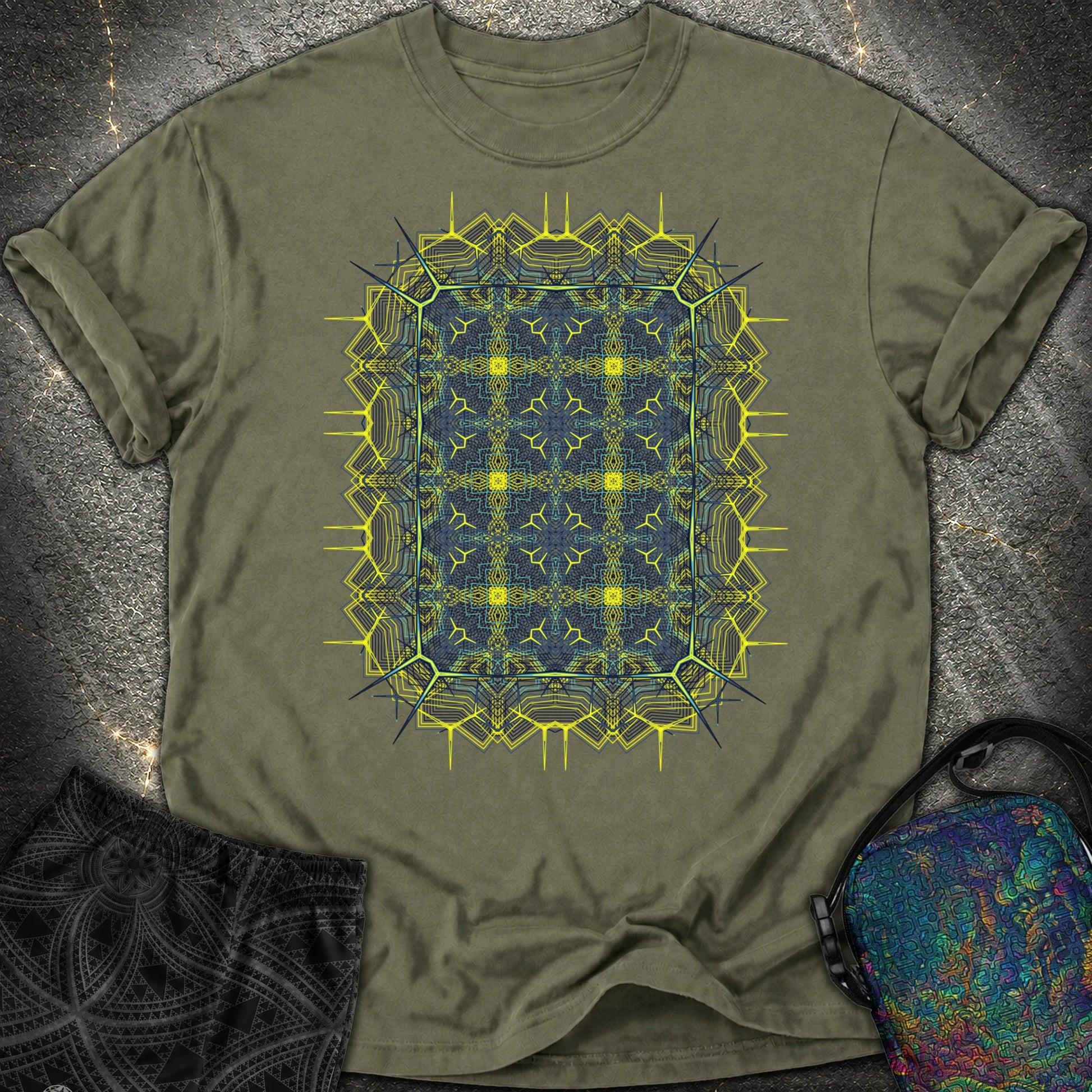 Electric Geometric Matrix - Electric Geometric Matrix Comfort T-Shirt - Sage