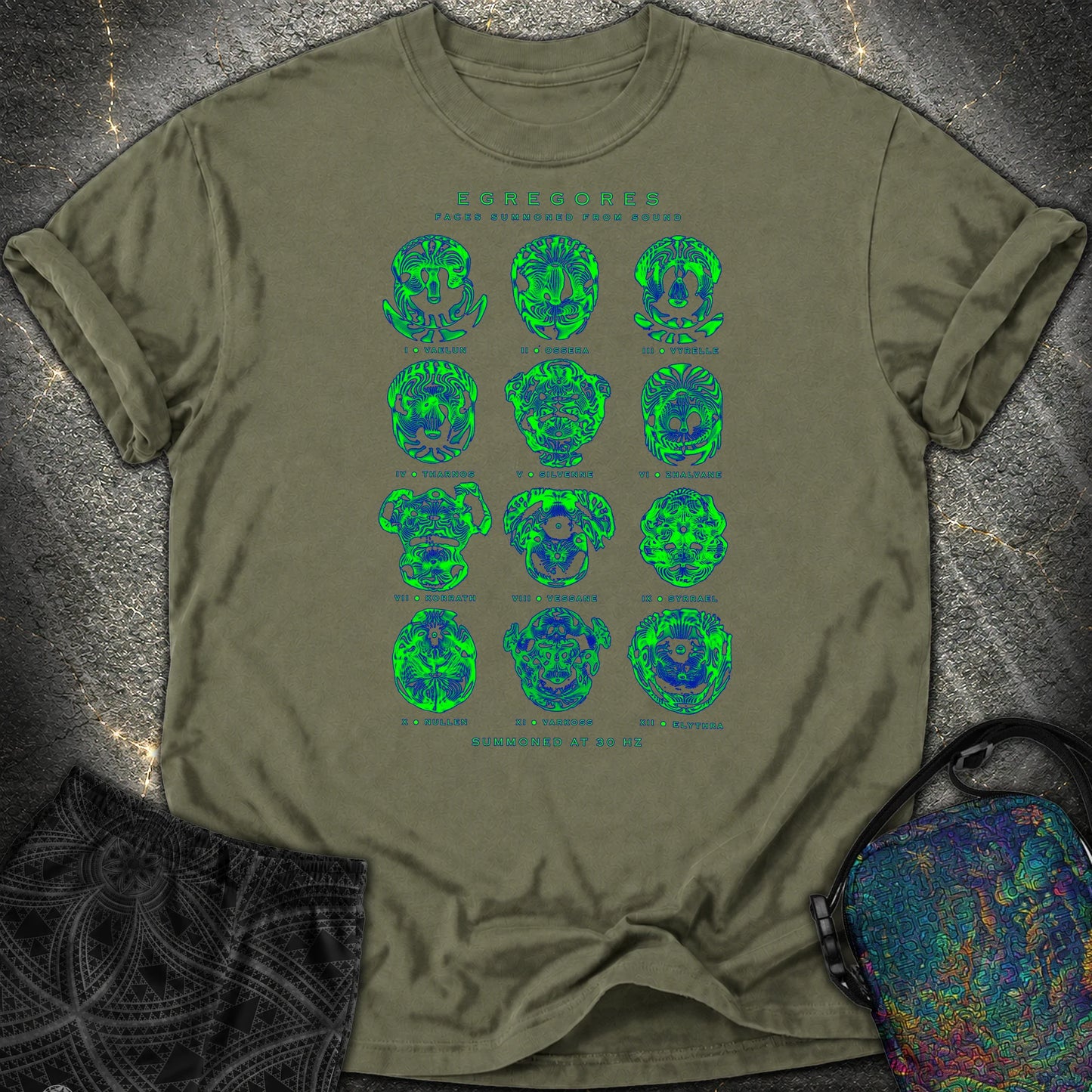 Egregores Cymatic Faces Comfort T-Shirt - Egregores Cymatic Faces Comfort T-Shirt - Sage