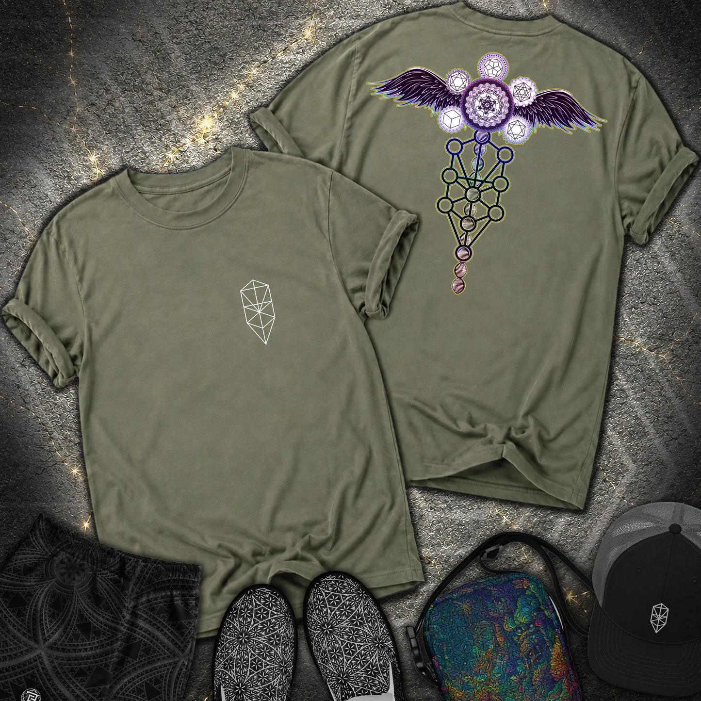 Winged Metatron Ascension 2 Sided T-Shirt - Winged Metatron Ascension 2 Sided Comfort T-Shirt - Sage