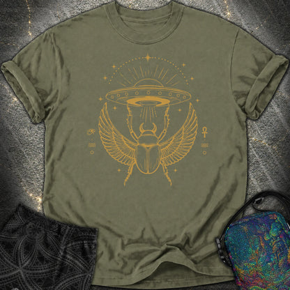 Celestial Scarab Beneath the Starship - Celestial Scarab Beneath the Starship Comfort T-Shirt - Sage