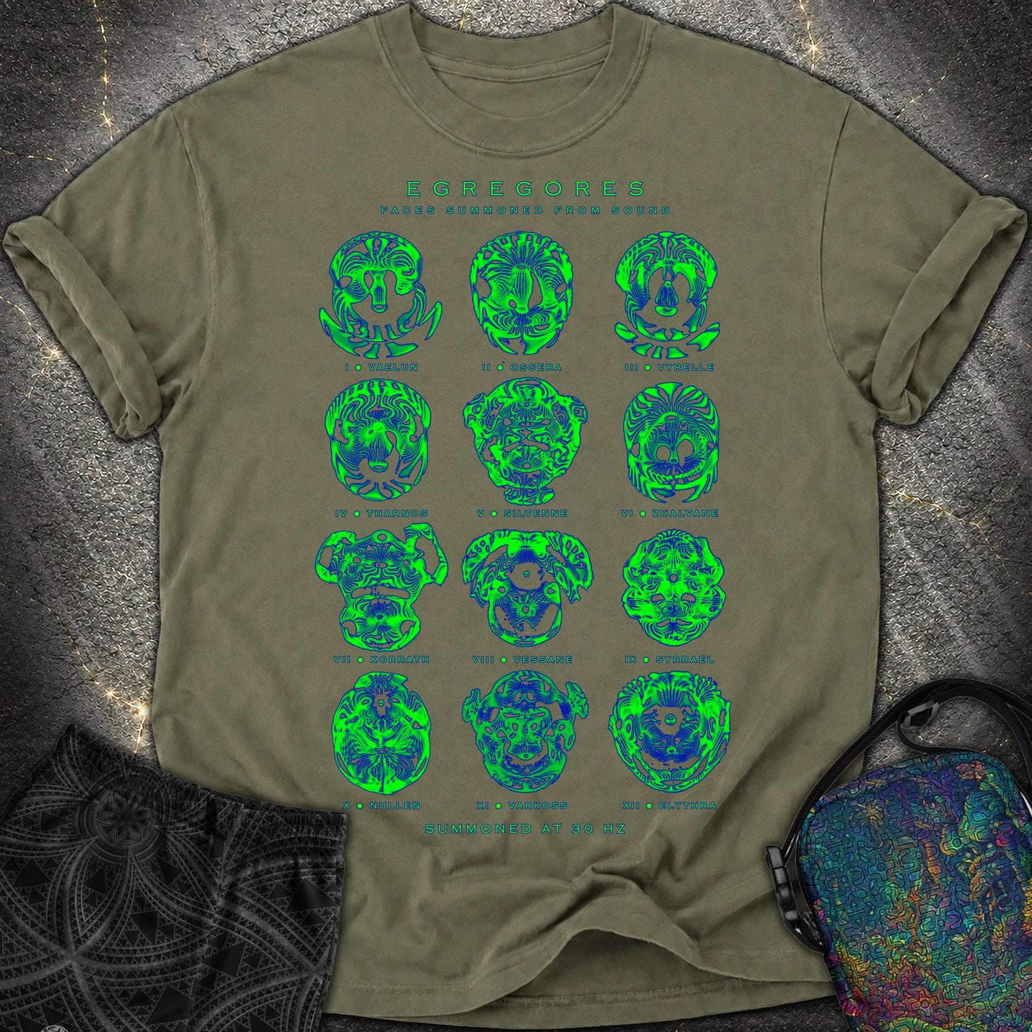 Egregores Cymatic Faces Comfort T-Shirt - Egregores Cymatic Faces Comfort T-Shirt - Sage