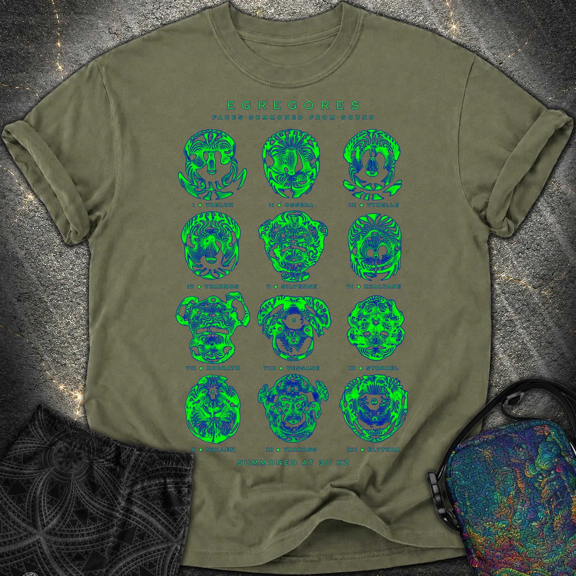 Egregores Cymatic Faces Comfort T-Shirt - Egregores Cymatic Faces Comfort T-Shirt - Sage