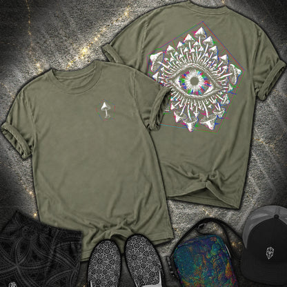Third Eye Mushroom 2 Sided Comfort T-Shirt - Third Eye Mushroom 2 Sided Comfort T-Shirt - Sage