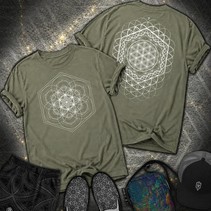 Harmony Flower Grid 2 Sided Comfort T-Shirt - Harmony Flower Grid 2 Sided Comfort T-Shirt - Sage