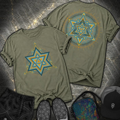 Merkaba Light Matrix 2 Sided Comfort T-Shirt - Merkaba Light Matrix 2 Sided Comfort T-Shirt - Sage