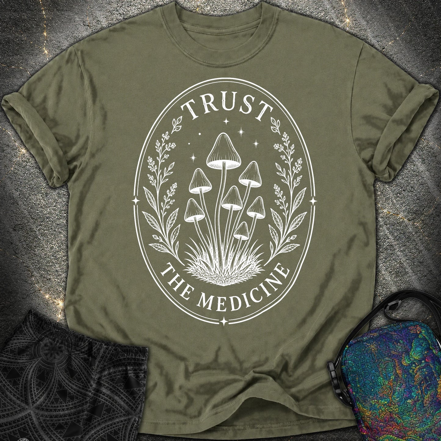 Trust The Medicine Mushroom Comfort T-Shirt - Trust The Medicine Mushroom Comfort T-Shirt - Sage