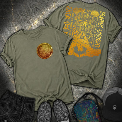 Kalesvara Mudra Seed Of Life 2 Sided Comfort T-Shirt - Kalesvara Mudra Seed Of Life 2 Sided Comfort T-Shirt - Sage