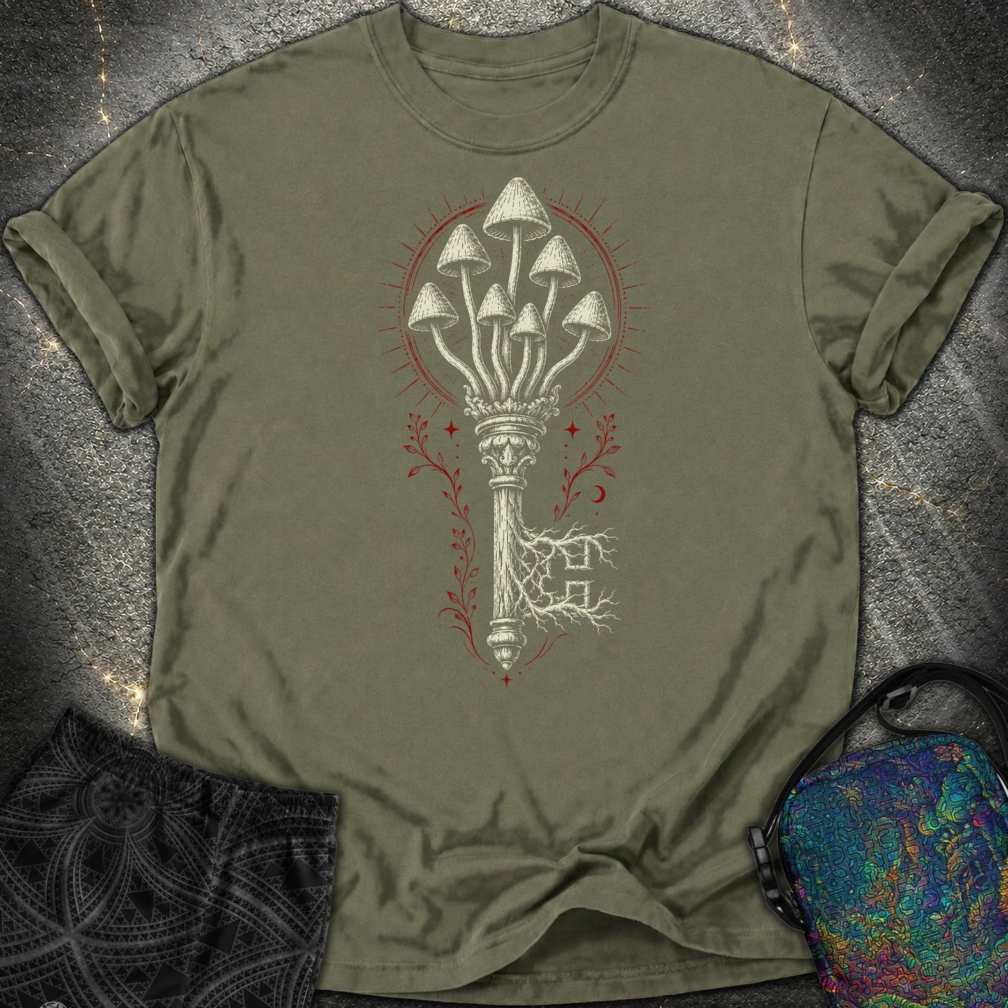 The Mushroom Key Comfort T-Shirt - The Mushroom Key Comfort T-Shirt - Sage
