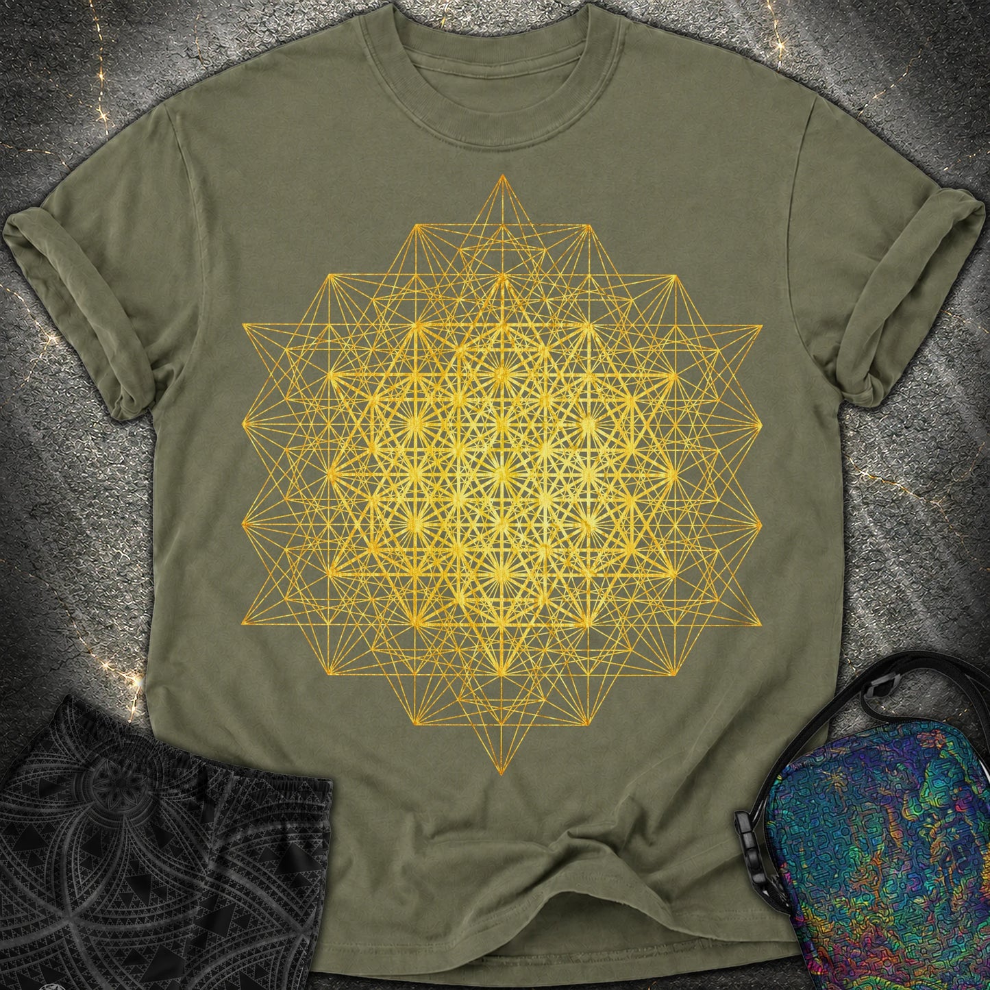 64 Tetrahedron Metatron Grid - 64 Tetrahedron Metatron Grid Comfort T-Shirt - Sage