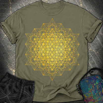 64 Tetrahedron Metatron Grid - 64 Tetrahedron Metatron Grid Comfort T-Shirt - Sage