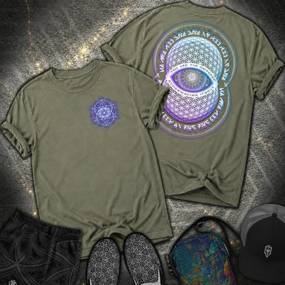 Alan Watts Universe 2 Sided Comfort T-Shirt - Alan Watts Universe 2 Sided Comfort T-Shirt - Sage