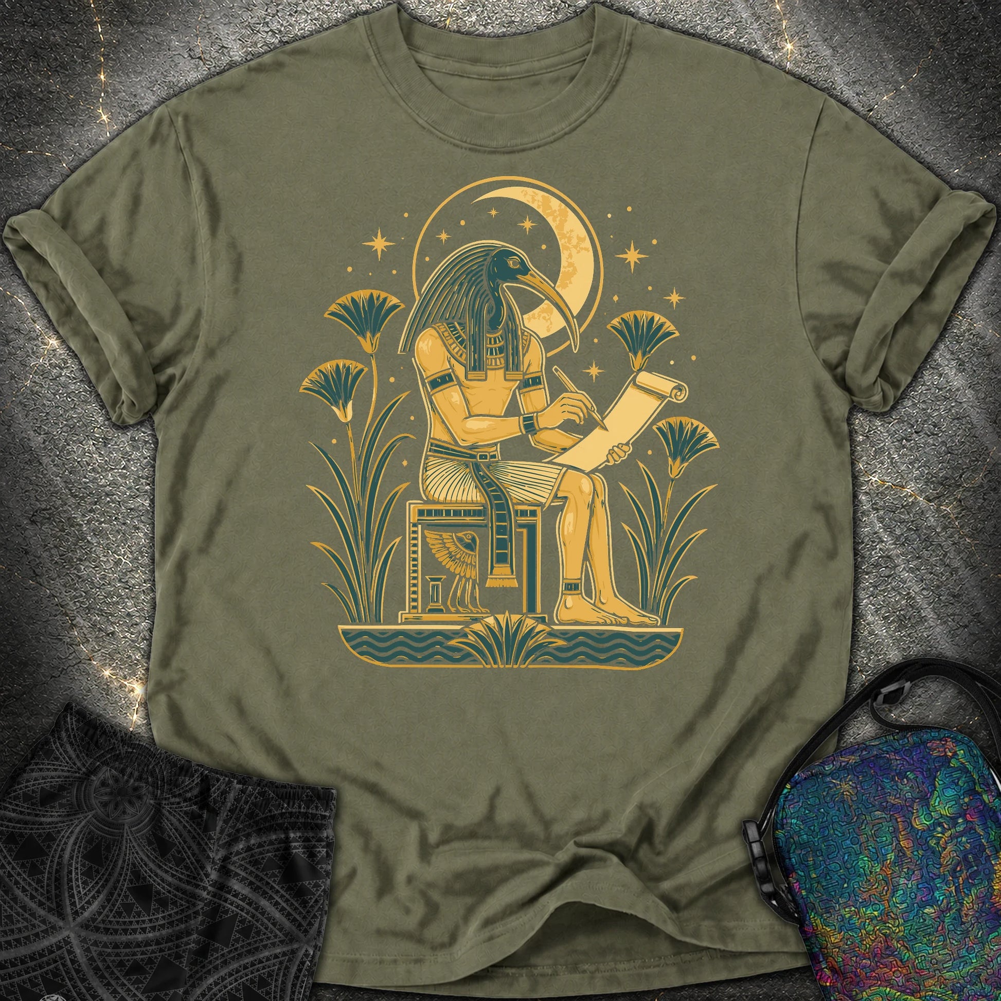 Moonlit Ibis Scribe - Moonlit Ibis Scribe Comfort T-Shirt - Sage