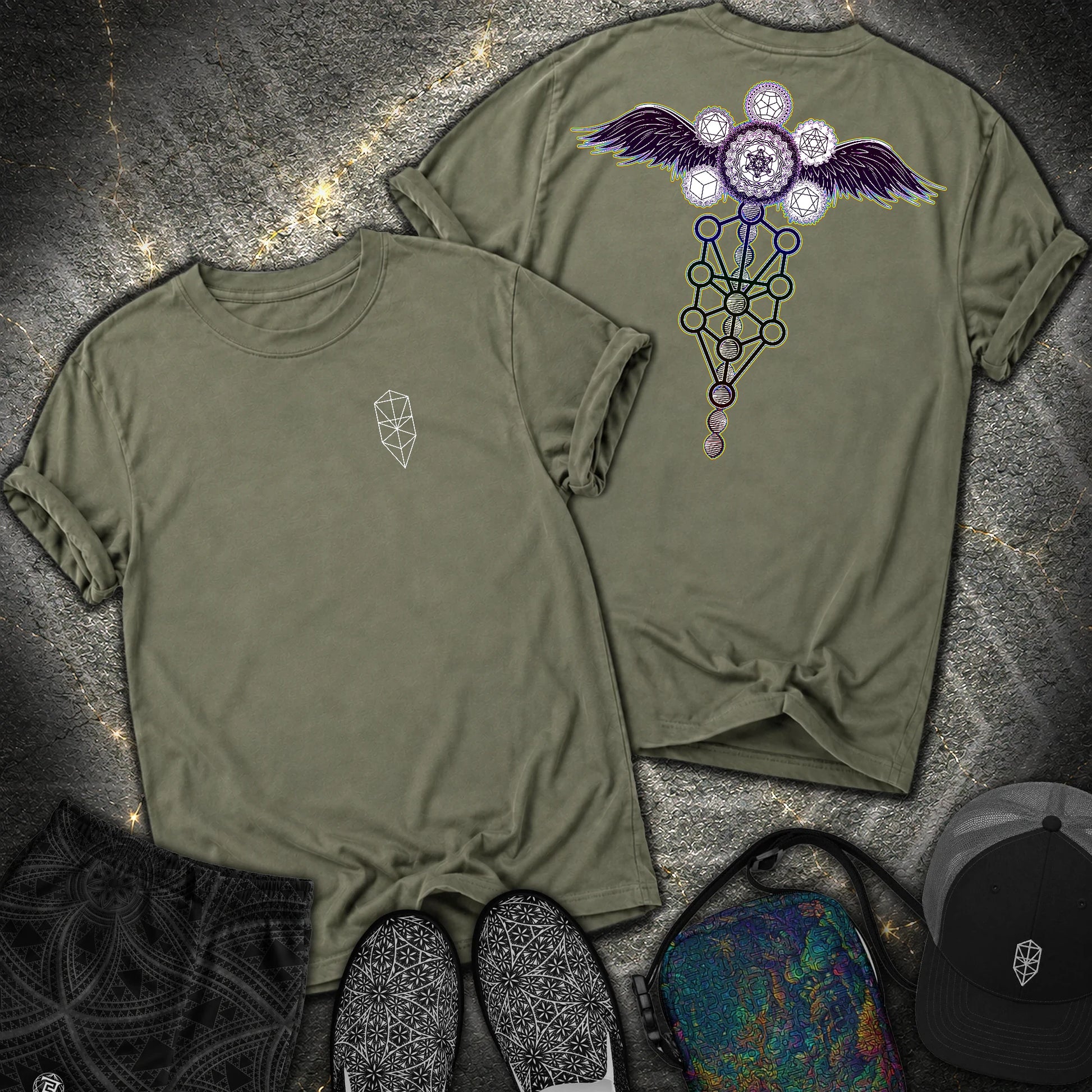 Winged Metatron Ascension 2 Sided Comfort T-Shirt - Winged Metatron Ascension 2 Sided Comfort T-Shirt - Sage