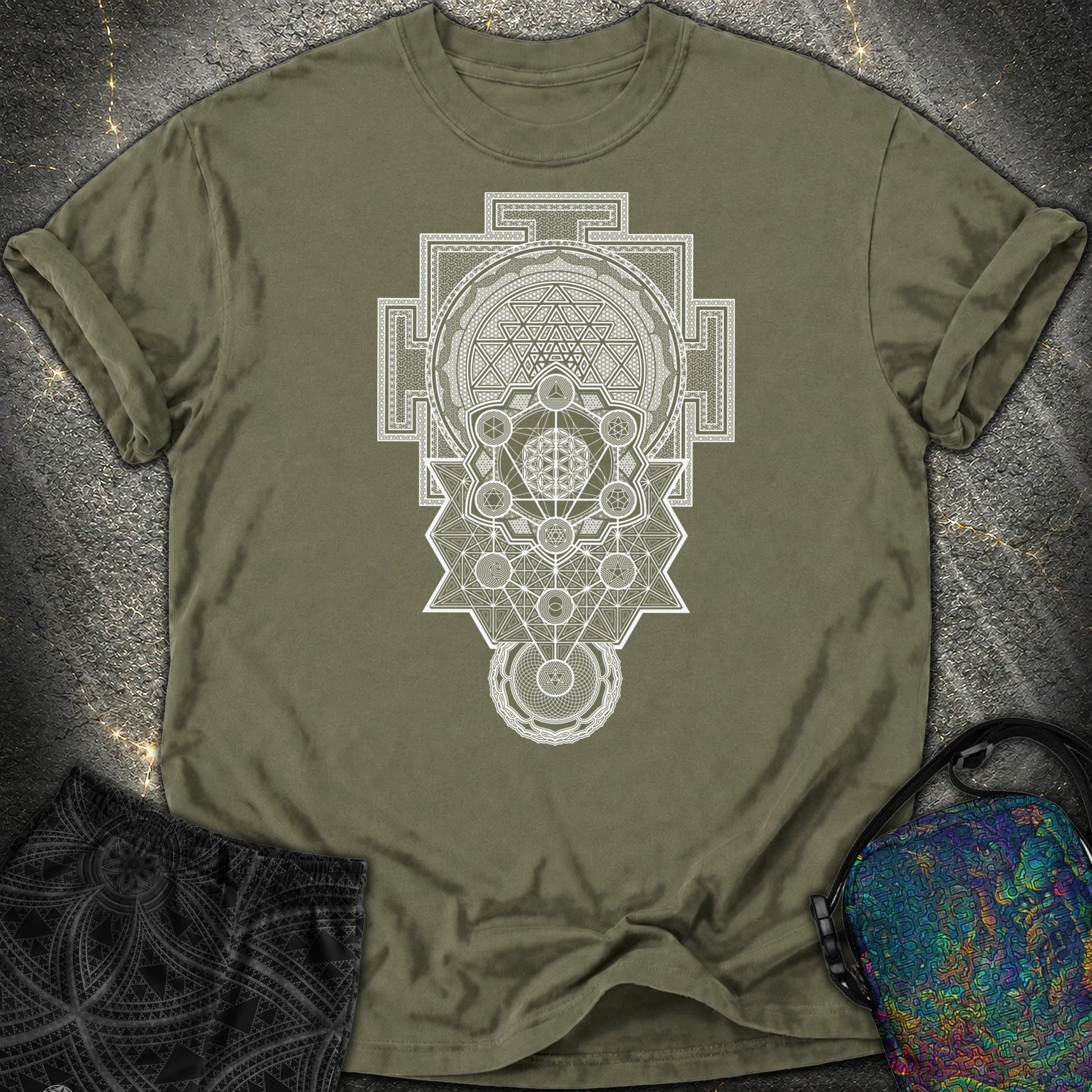 Sacred Geometry Encyclopedia Comfort T-Shirt - Sacred Geometry Encyclopedia Comfort T-Shirt - Sage