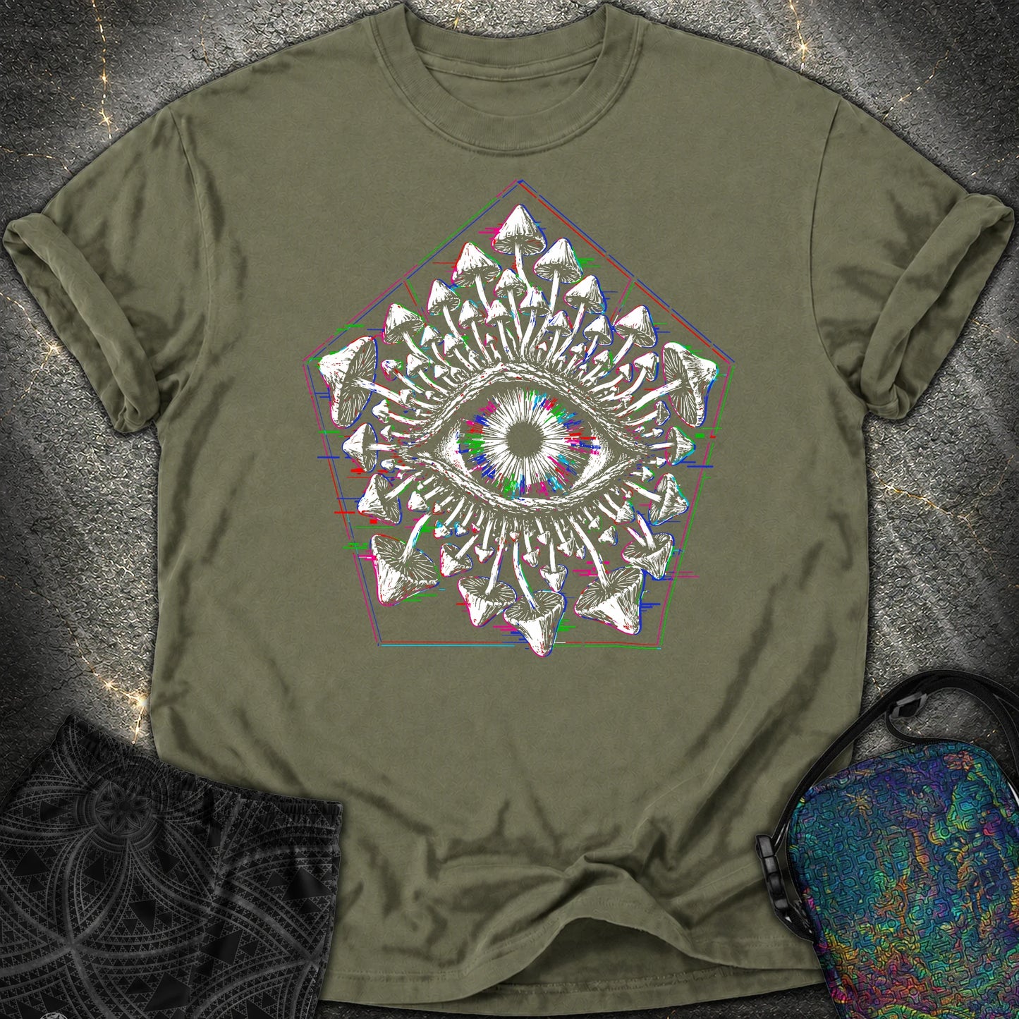 Third Eye Mushroom Comfort T-Shirt - Third Eye Mushroom Comfort T-Shirt - Sage