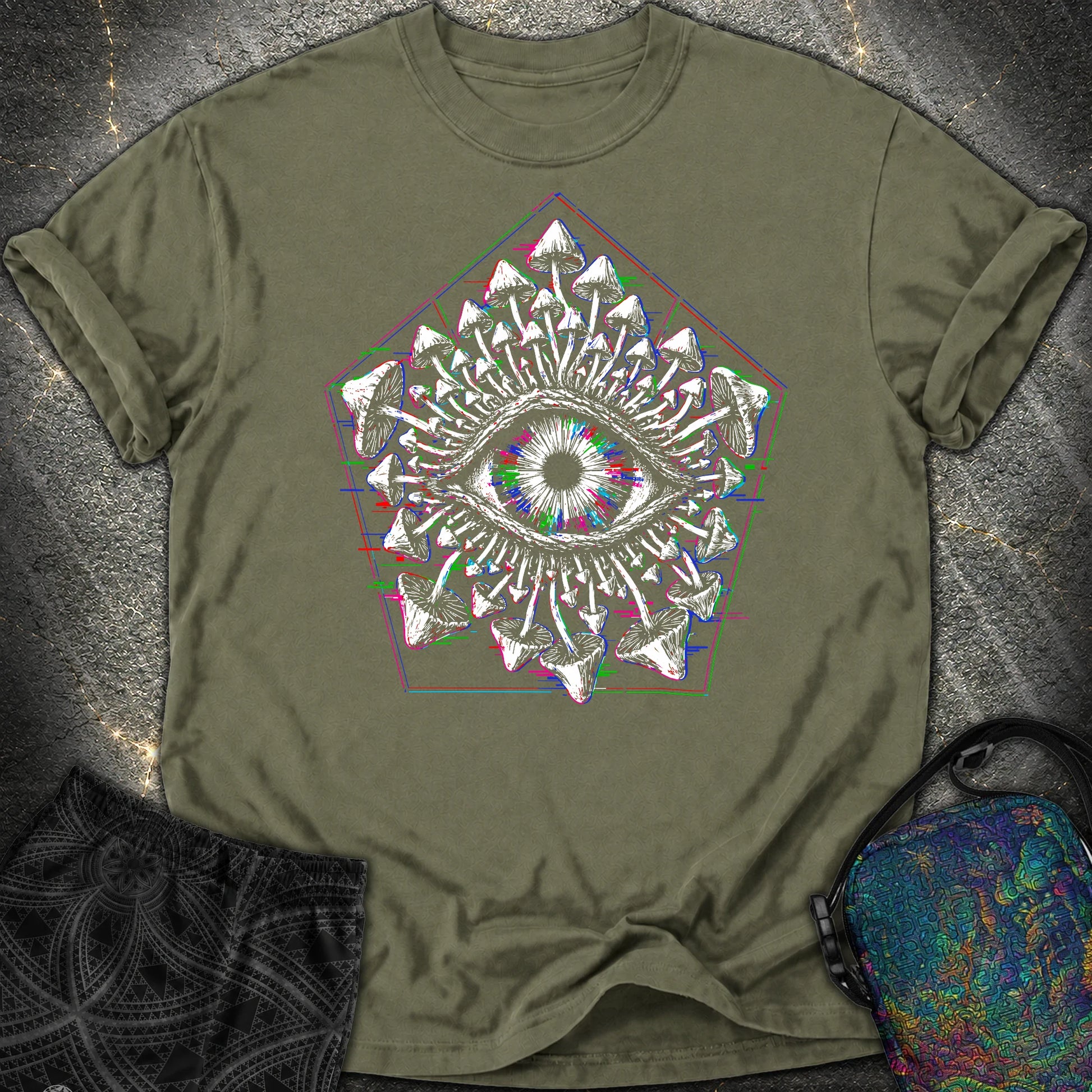 Third Eye Mushroom Comfort T-Shirt - Third Eye Mushroom Comfort T-Shirt - Sage