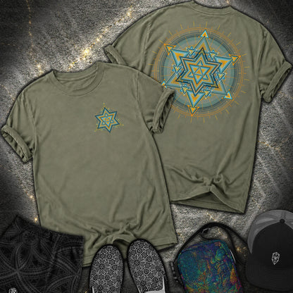 Merkaba Light Matrix Small Front 2 Sided Comfort T-Shirt - Merkaba Light Matrix Small Front 2 Sided Comfort T-Shirt - Sage