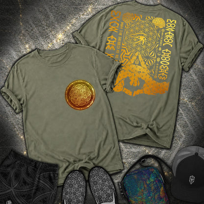 Kalesvara Mudra Seed Of Life 2 Sided T-Shirt - Kalesvara Mudra Seed Of Life 2 Sided Comfort T-Shirt - Sage