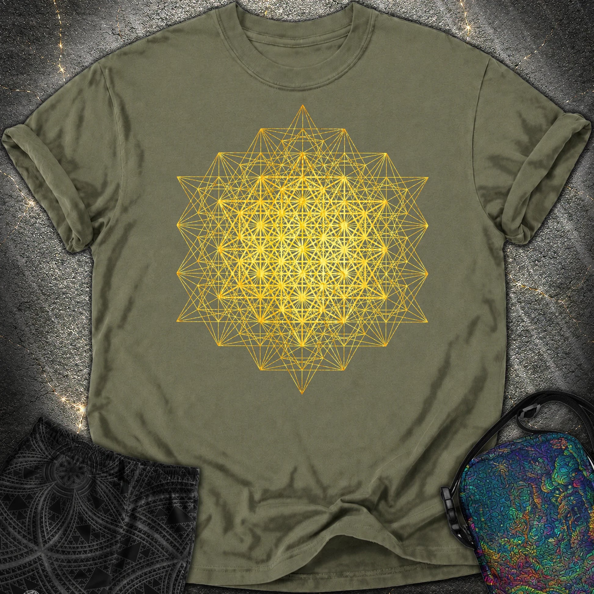 64 Tetrahedron Metatron Grid Comfort T-Shirt - 64 Tetrahedron Metatron Grid Comfort T-Shirt - Sage